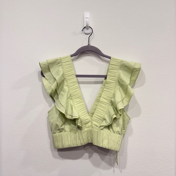 SOLD - Abercrombie & Fitch Light Green Ruffle Crop Top - Picture 2 of 4